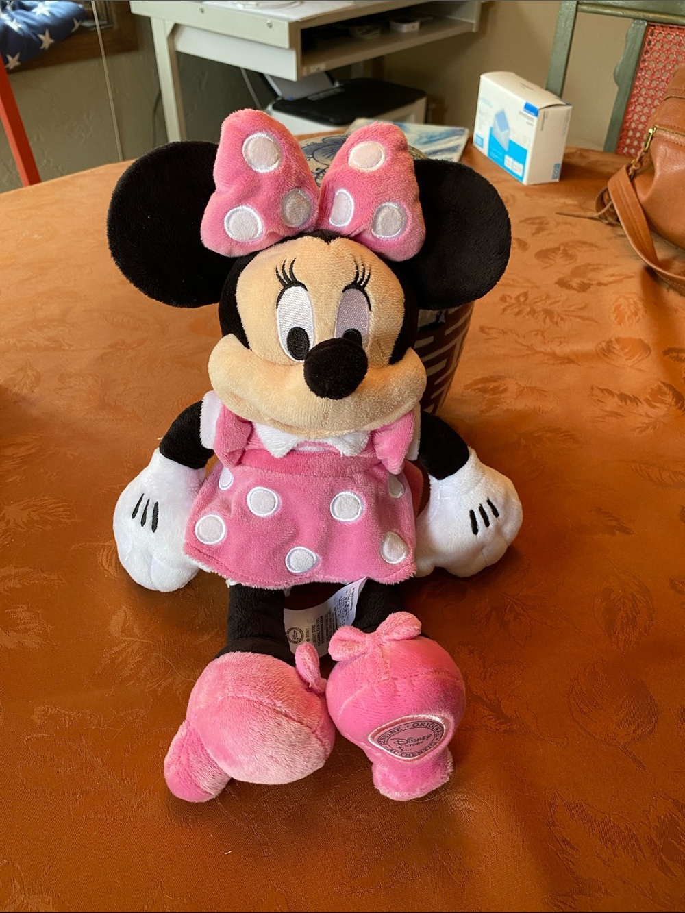 Disney Minnie Mouse Plush Toy - Pink and Black Polka Dot Dress
